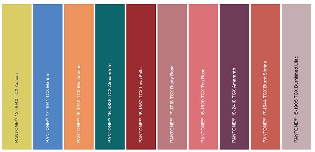 2026 wedding venue hotlist - Pantone colours