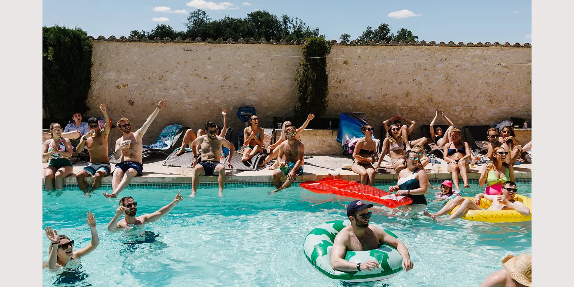 pool party french wedding