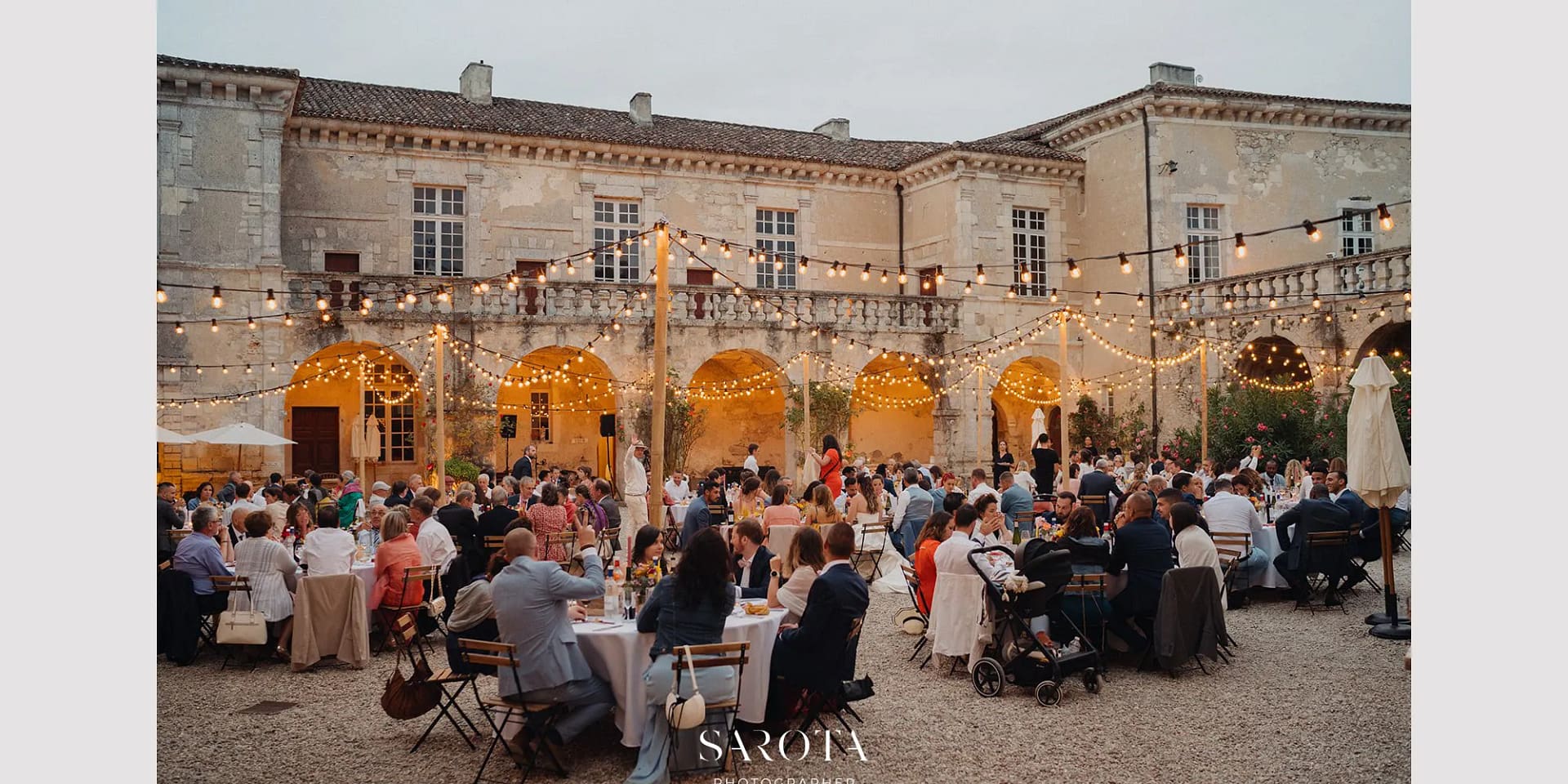 courtyard fairy light wedding venue